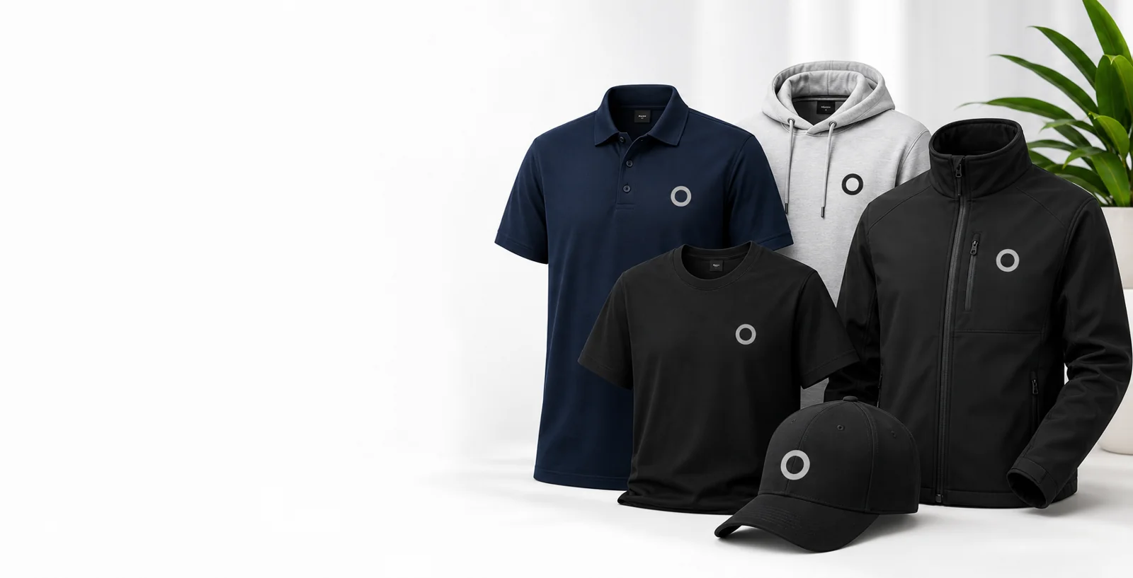 Firmenkleidung mit Logo: T-Shirt, Polo, Hoodie, Jacke und Cap in einer beispielhaften Veredelung